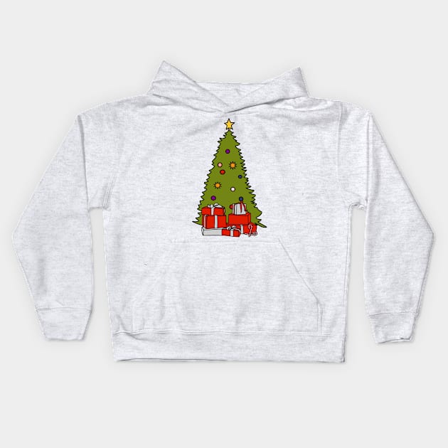 Christmas Tree and Presents Kids Hoodie by ellenhenryart